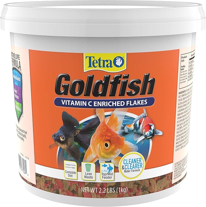 Tetra Goldfish Flakes, Nutritionally Balanced Diet for Aquarium Fish, Vitamin C Enriched Flakes, 2.2 lbs