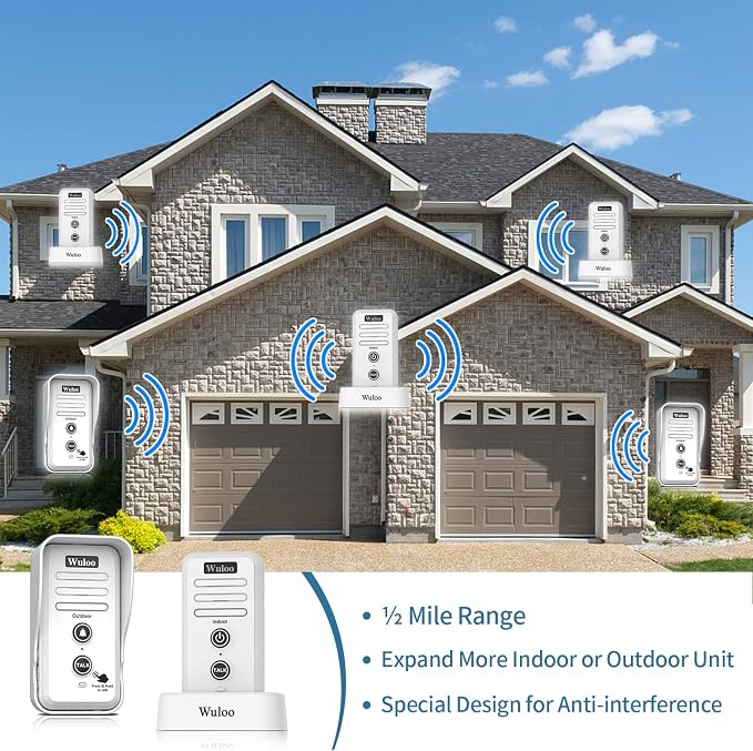 Wireless Intercom Doorbell Chime for Home Intercomunicador (1T2 White) …