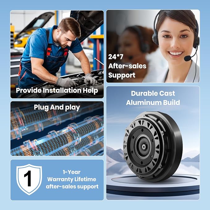 Junsun 800W Powered 12" Spare Tire Car Subwoofer with Built-in Amp & Remote - Anti-Theft Hidden Design, Deep Bass, Easy Plug & Play Install for Most Vehicles (Includes Wire Kit)