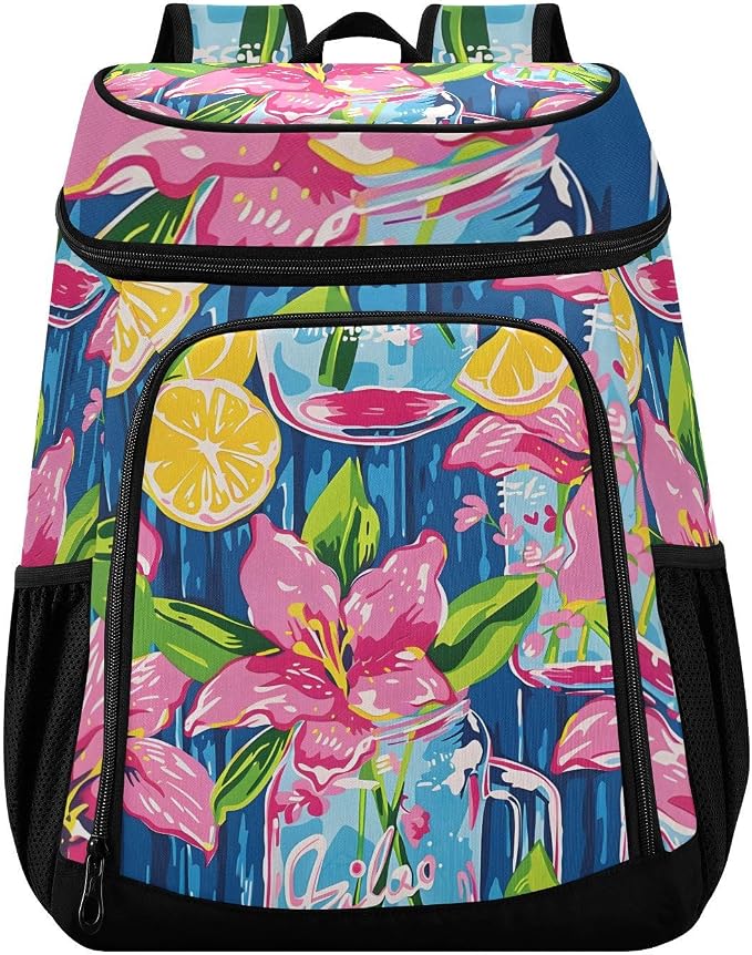 Tropical Pineapples Fruits Cooler Backpack Insulated Leak Proof Beach Cooler Bag Soft Lunch Picnic Hiking Camping Backpack Cooler