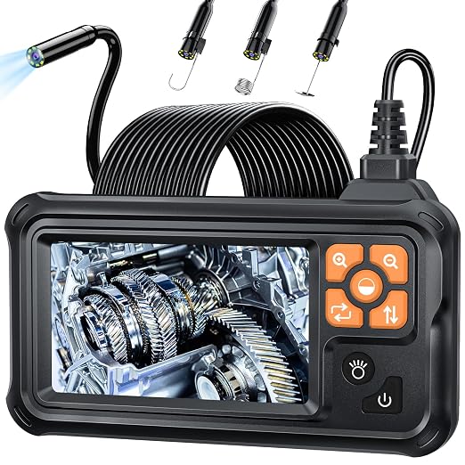 SKYBASIC Industrial Endoscope Borescope Camera with Light, 4.3'' HD Digital Handheld Waterproof Sewer Tools Snake Inspection Camera with 8 LED Lights 65.6FT Semi-Rigid Cable, Cool Gift Gadgets for Men