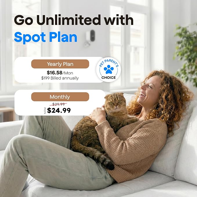 Waggle 4G LTE Cellular Security Camera, Built in SIM Card, 2K HD Pet Monitor, 300° Pan, No WiFi, 9000mAh Battery, Night Vision & 2-Way Talk - RVs/Camping/Travel & Outdoor - Subscription Required