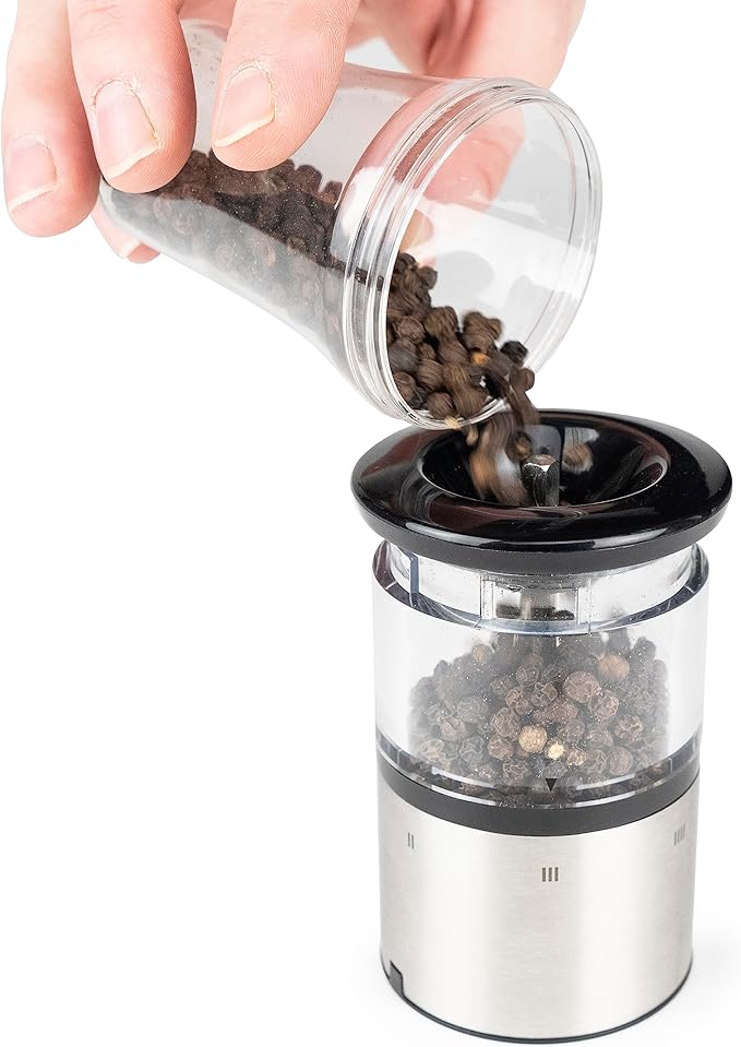 u'Select electric salt and pepper mills in stainless steel, 20 cm