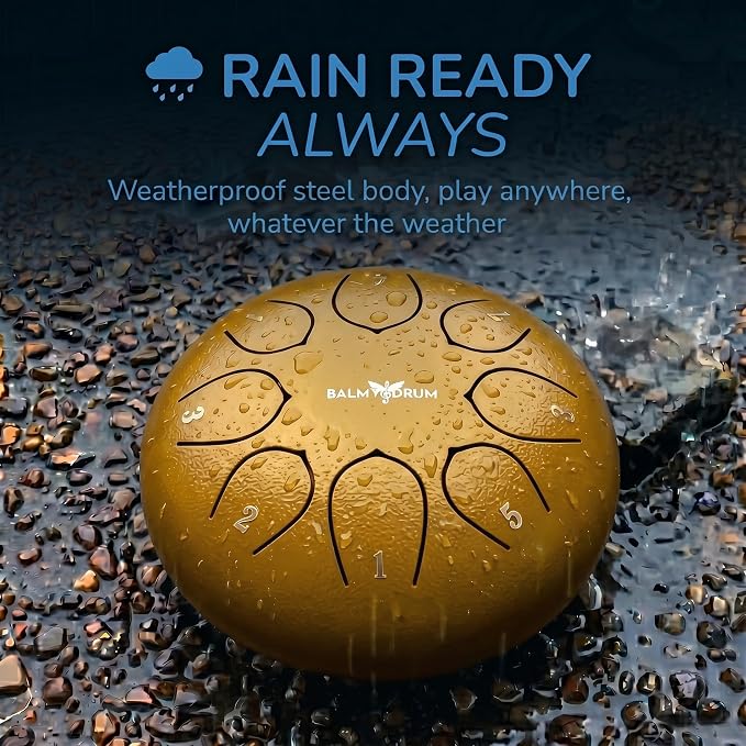 Balmy Drum Steel Tongue Drum 6 inch 8 Notes 440Hz, Handpan Drum with Music Book, Mallets, Carry Bag, Finger Picks, Rain Drum for Outdoor, Meditation Yoga Calming Instruments for Adults Kids (White)