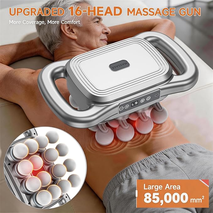 TanSon16 Head Massage Gun Set,Deep Tissue Percussion Massager with 9 Levels & 9 Modes,Cordless Electric Massage Back Tools for Shoulder/Waist/Arm/Hand/Leg/Calf/Foot/Hip Full Body Muscle Pain Relief