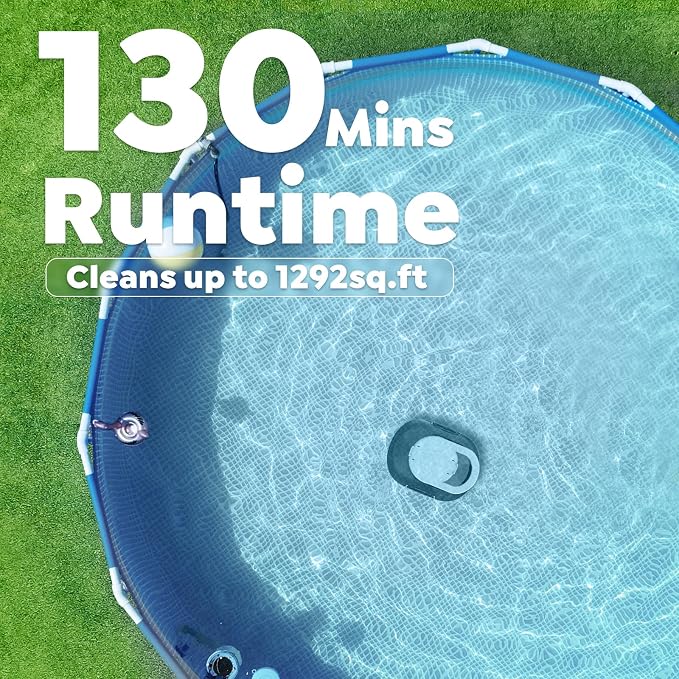 S1 Pro Cordless Robotic Pool Cleaner, 130-Min Runtime, Cleans Up to 1,292 Sq.Ft, Dual-Motor Pool Vacuum, Automatic Cleaner with Large Filter Basket, Fast Charging & Self-Parking(Glossy Black White)