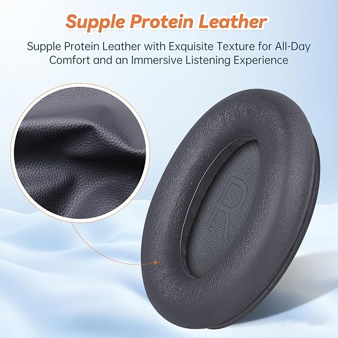 Aurivor Replacement Ear Pads for Bose QuietComfort 45 35 ii (QC45 QC35) Headphones, Earpads Cushions for QC SE SC & New Quiet Comfort (Deep Bass), with Softer Foam & Protein Leather (Eclipse Grey)