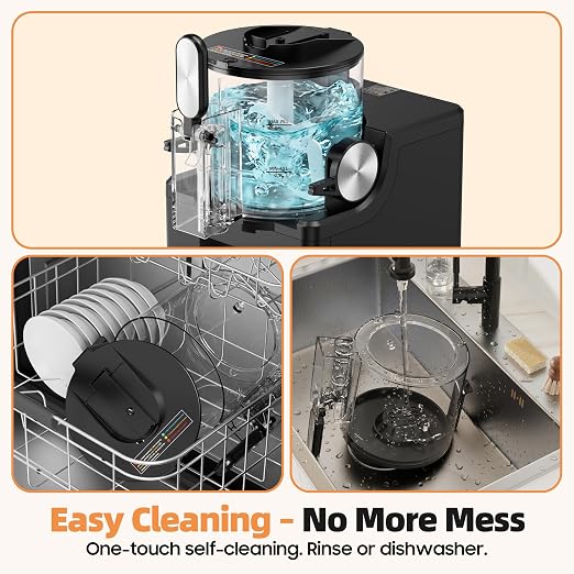 Slushie Machine for Home, 67 oz No Ice Needed Frozen Drink Machine & Soft Serve Ice Cream Maker, 6 Presets with Auto-Clean for Slushy, Margaritas & More. Black