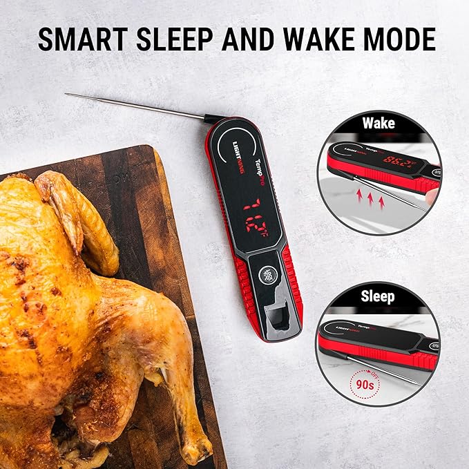TempPro Lightning 1-Sec Instant Read Meat Thermometer, Kitchen Food Thermometer with 180° Rotating Display, IP67 Waterproof Cooking Thermometer for Deep Fry Smoker BBQ Grill (Previously ThermoPro)