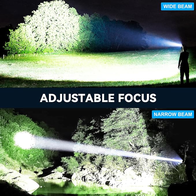 VVBE Rechargeable Flashlights High Lumens 4 Pack, 990,000lm Super Bright LED Flashlight, Adjustable Focus, 5 Modes, IPX6 Waterproof Powerful Flash Lights for Camping Home Outdoor