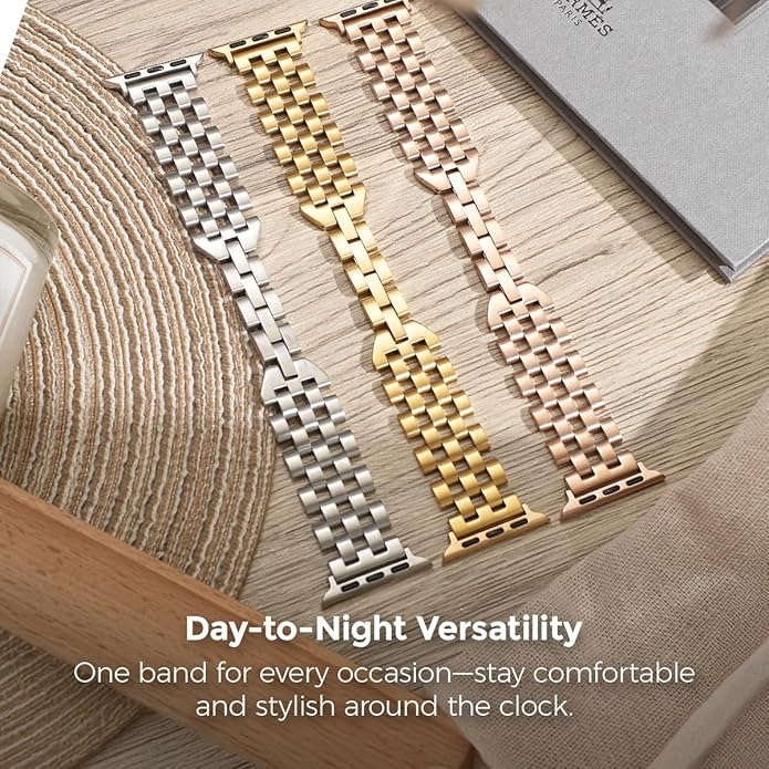 My Pretty Strap - Compatible Apple Watch Band Strap, Stainless Steel Fashion iWatch Replacement Strap- Easy Resizing, No Tool Needed, Fits Most Wrists- Compatible with Series 1-11, SE and Ultra