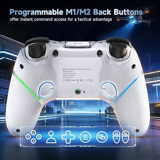 AceGamer 2 Pack Stinto Pro Wireless Controller for Nintendo Switch 2/Switch/Lite/OLED/PC/Steam, Hall Effect Joysticks & Triggers, RGB Grip, Dual Vibration/Wake-Up/Turbo/Macros/4-Way D-Pad