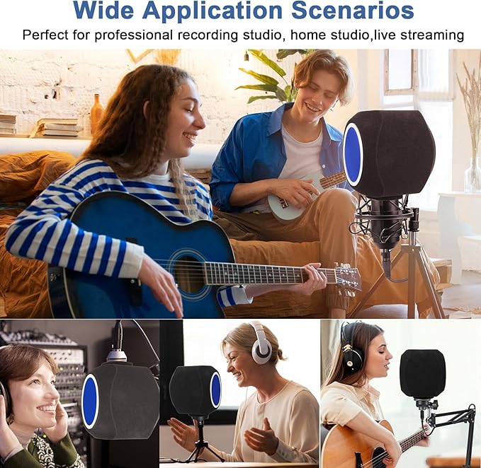 Microphone Isolation Ball, Microphone Isolation Shield Pop Filter for Microphone for Noise and Reflection Reduction, Sound-Absorbing Foam Cover for Recording Studios, Singing, Live Stream