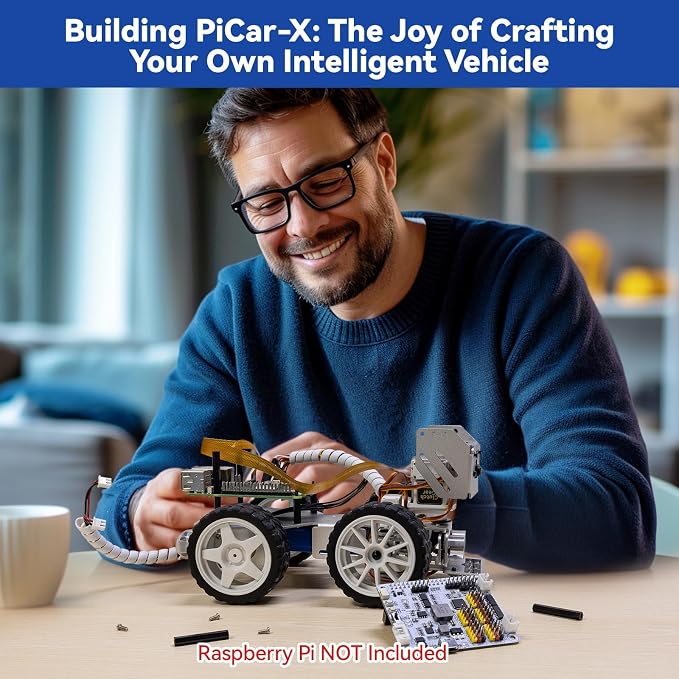 SunFounder Picar-X AI Robot Smart Car Kit for Raspberry Pi 5/4/3B+/Zero 2w, Openclaw LLMs ChatGPT/Gemini/Grok, Voice&Video Recognition, Python, Scratch, Camera (RPI NOT Included)