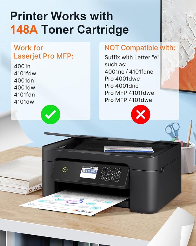 E-Z Ink Pro 148A Toner Cartridge 4001n 4101fdw Replacement for HP 148A Toner Cartridge W1480A 148X W1480X to Use with HP LaserJet Pro 4001n 4101fdw 4001dn 4001dw 4101fdn 4101dw Printer (2 Pack)