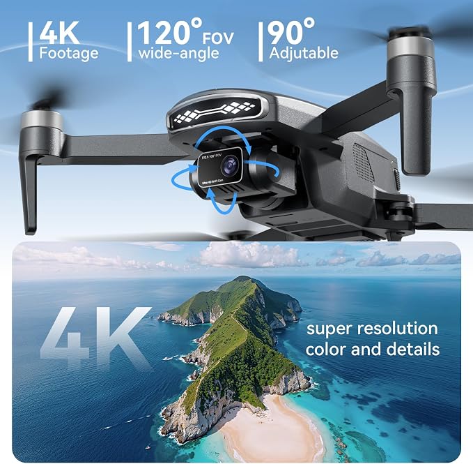 GPS Drone with Camera for Adults 4k,Brushless Motor, Auto Return Home, Follow Me,Optical Positioning,5G FPV Video Transmission,120°FOV Camera, 90°Adjustable Lens,2Batteries, Carrying Case,Under249g