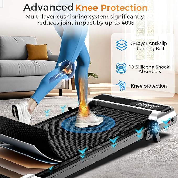 Walking Pad Treadmill with 8% Incline for Home Office,3.0HP Low Noise Portable Folding Under Desk Treadmill with Remote Control,Jogging Running Machine,350 Lbs Capacity,LED Display,Handle Bar