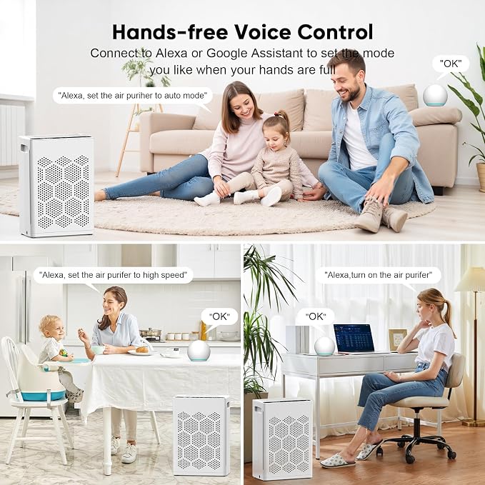 DAYETTE Air Purifiers for Home Large Room Up to 1800 Ft² with Fragrance, Smart WiFi Alexa Control,Auto Mode, HEPA 14 Air Purifier with Washable Prefilter for Bedroom, Dorm Room, Pets, Office