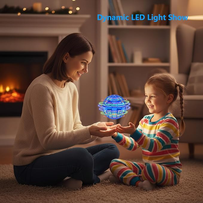 Cosmic Globe Flying Orb Ball, Safe & Durable Flying Ball for Kids, Hand Controlled Magic Hover Ball with 360° Flips, Fun Indoor Outdoor Toy for Boys Girls 6-12+（Blue）