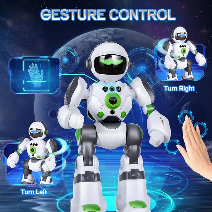 Robot Toys Gift for Kids: Remote Control Robot Programmable with Record Voice Music Dancing Gesture Control, for Toddler Boys and Girls