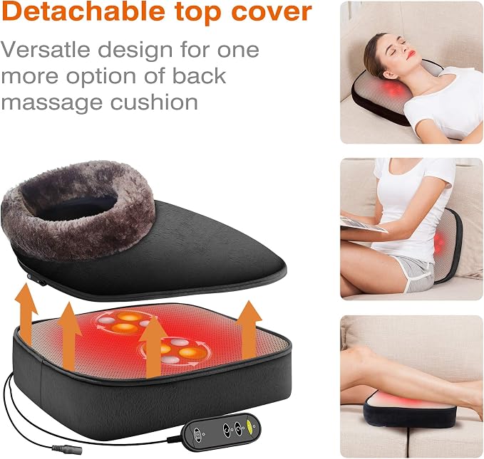 Snailax Shiatsu Foot and Back Massager with Heat - Kneading Feet Massager Machine with Heating Pad, Back Massage Cushion or Foot Warmer,Massagers for Back,Leg,Foot Pain Relief