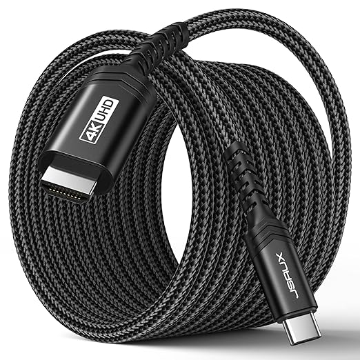 JSAUX USB C to HDMI Cable 3.3ft | 4K@60Hz USB 3.1 Type C to HDMI 2.0 Cord, Compatible with Thunderbolt 3/4, iPhone 16/16 Plus/16 Pro/16 Pro Max, MacBook Pro/Air, Galaxy S8 to S24, iPad Pro,iMac-Black