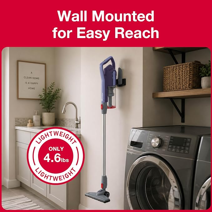 Koblenz Scorpio Stick Vacuum Cleaner, 3-in-1 Cyclonic, Bagless HEPA Filtration, 600W Motor, 59 oz Dust Cup, Corded Stick Vacuum, Lightweight 5 lbs, Pet Hair, Wall Mount, All Surfaces, Blue, SVK-165