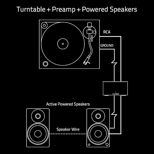 Fluance PA10 High Fidelity Phono Preamp (Preamplifier) with RIAA Equalization for MM Turntables/Vinyl Record Players with RCA Cable (3ft) and Ground Wire (3ft)