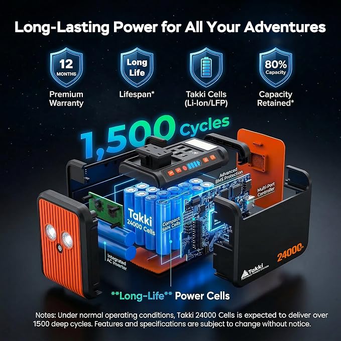 Takki 88.8Wh Portable Power Station Peak 120W Lithium Battery Small Generator Power Bank with 110V AC Outlet Battery Backup for Camping Home Use Emergency(Solar Panel Optional)