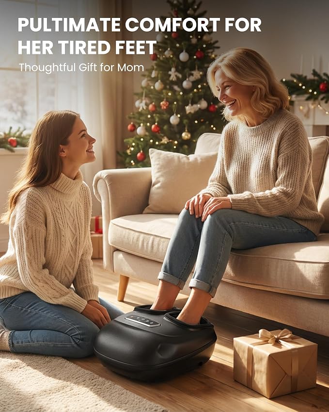 CILI 4-in-1 Foot Massager with Heat,Vibraion,Deep 3D Shiatsu,Compression,Rolling Feet Massager FSA Eligible HSA,Big Size 13" for Men Women Home Office Foot Pain Relief (Toe-Touch Control) Gifts Mom