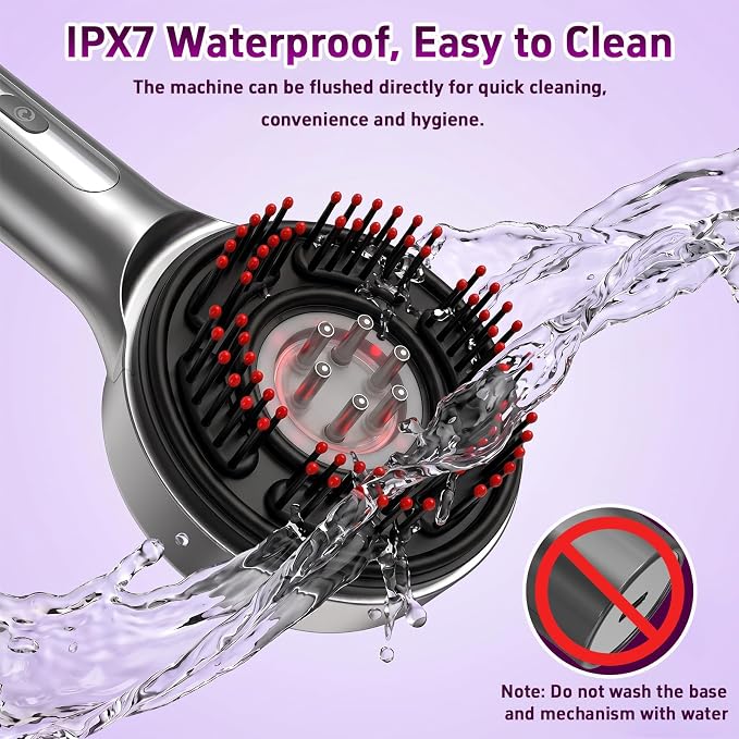 3-in-1 Electric Scalp Massager for Hair Growth, Head Massager with Oil Applicator, IPX7 Waterproof Scalp Brush for Men & Women, Home & Travel Use