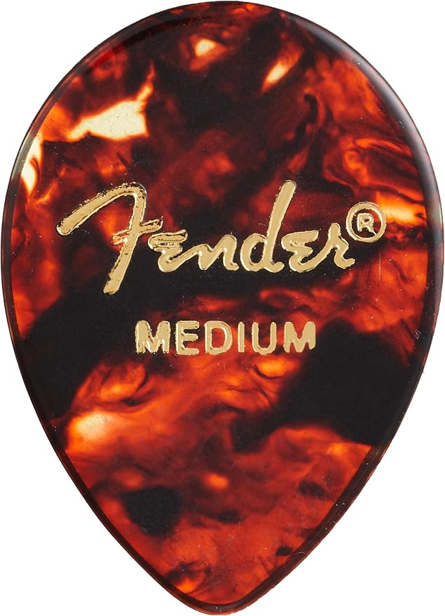Fender Classic Celluloid Guitar Picks 354 Shape, Guitar Accessories, Tortoise Shell, Medium, 12-Pack