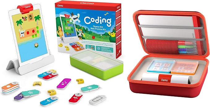 Osmo - Coding Starter Kit for iPad Plus Large Storage Case - 3 Educational Learning Games - Ages 5-10+ - Learn to Code, Coding Basics & Coding Puzzles - STEM Toy iPad Base Included