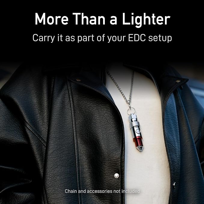 Spark Plug Electric Arc Lighter, Rechargeable Flameless USB-C Metal EDC Gear, Stainless Steel Gift for Men with Gift Box (Red)