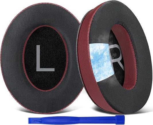 SOULWIT Cooling Gel Earpads Replacement for Bose QuietComfort 45 (QC45)/QuietComfort SE (QC SE)/Quiet Comfort Wireless Over-Ear Headphones, Ear Pads Cushions with Ice Silk Fabric - Burgundy