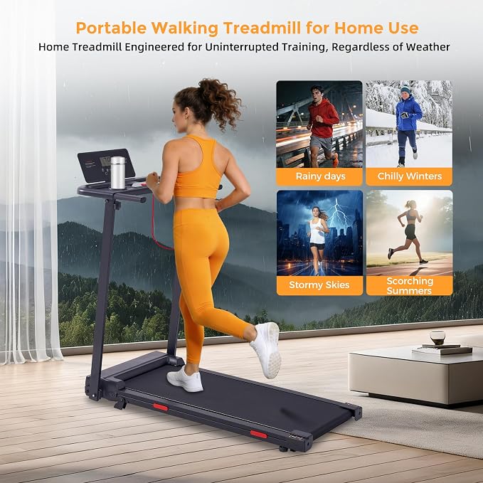Walking Pad Treadmill with Incline and Handle Bar, 3.0HP Electric Under Desk Treadmill for Home Small Space, 0.6-7.6MPH Portable Mini Exercise Treadmills, 350LBS Capacity