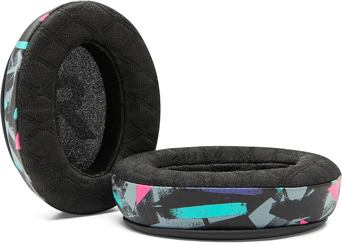 WC Freeze V2 Cloud - Angled Cooling Gel Earpads Compatible with HyperX Cloud Series by Wicked Cushions | Angled Pads for Extreme Comfort, New Freeze V2 Cooling Fabric, Extra Thick | 90's Black