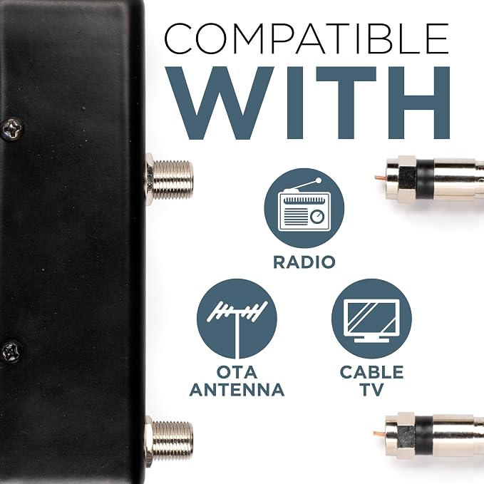 THE CIMPLE CO - TV Antenna Amplifier Kit with Coax - Digital TV Signal Booster with RG6 Coaxial Cable - Adjustable Gain, 24 dB Distribution, NTSC, ATSC, FM, UHF, VHF, 1000 MHz - Indoor Use Only