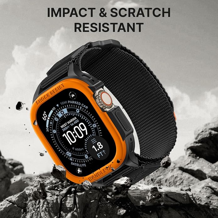 Bandletic Rugged Case with Band Compatible with Apple Watch 49mm(Ultra 3/2/1),46mm(Series 11/10), 45mm(Seriess 9/8/7),44mm(SE3/SE2/SE/6/5/4), Protective Cover Sport Accessories for iWatch Men