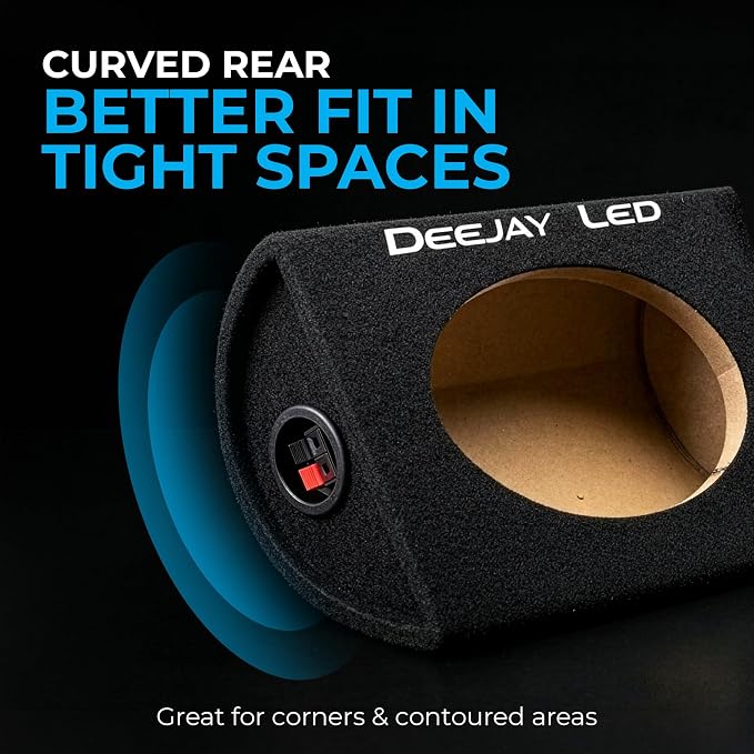 DEEJAY LED 6x9 Speaker Box Enclosures (Pair), Curved Rear Design, MDF Wood with Heavy-Duty Black Carpet, Quick Release Terminals, Universal Fit for Trucks and SUVs