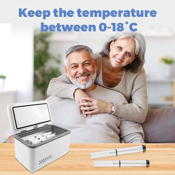 Electric Insulin Cooler Travel Case, Mini Insulin Fridge for Storage, Portable Insulin Refrigerator, ‌Large Capacity Diabetic Fridge Box for home,travel, Rechargeable Battery, Temperature LCD Display