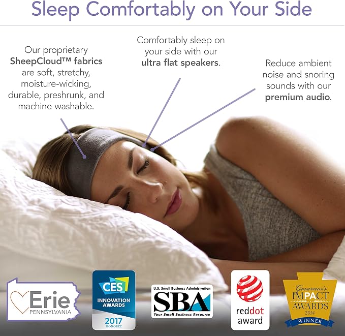SleepPhones Wireless Sleep Headphones by AcousticSheep V8 | 24-Hour Battery | Original and Most Comfortable Bluetooth Headphones for Sleeping (Small, Pitch Black Breeze)