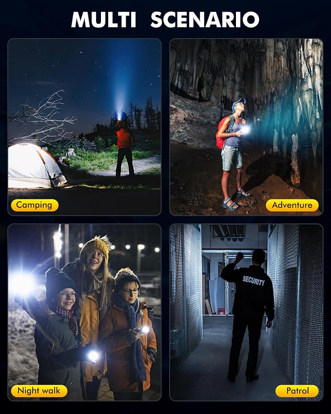 Rechargeable Flashlight 100,000 High Lumens, Super Bright Flashlights Powered by Battery, Handheld Waterproof Tactical LED Flashlight-Zoomable 5 Modes-31H Runtime for Emergency Camping (Green)