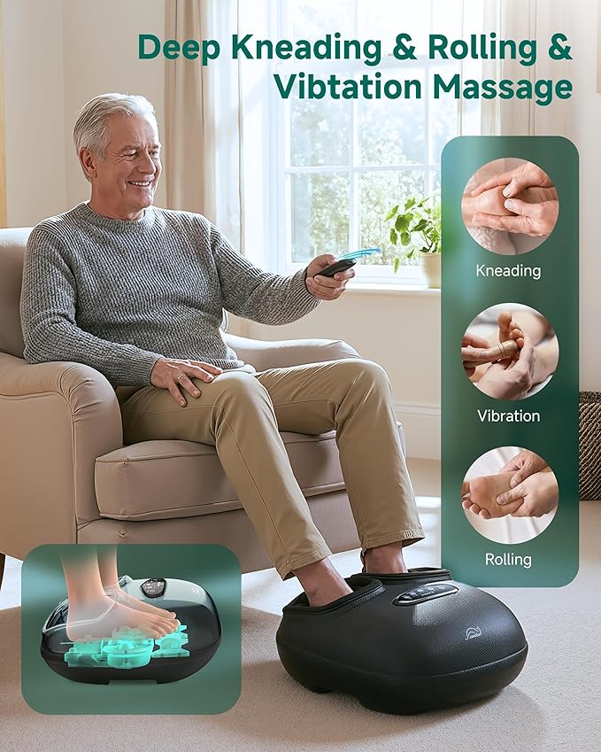 Snailax 2026 Shiatsu Foot Massager with Heat, Deep Kneading, Compression, Vibration,FSA Eligible Hsa Electric Feet Massage Machine for Plantar Fasciitis,Neuropathy, Gifts for Father, Dad