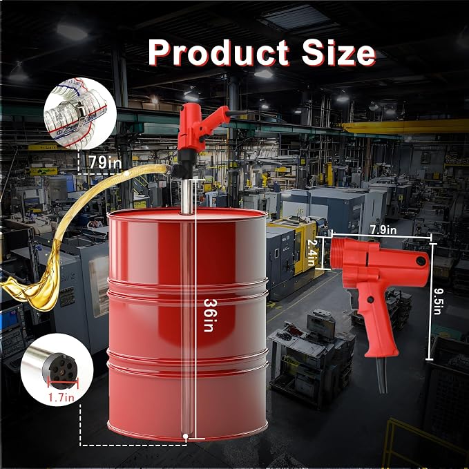 2480W Electric Fuel Transfer Barrel Pump, 110V 13000RPM, for 55 Gallon Electric Transfer Pumps with 36in Stainless Steel Tube and 6.6ft Steel Wire Hose, for Diesel,Lubricants,Slightly Viscous Liquids