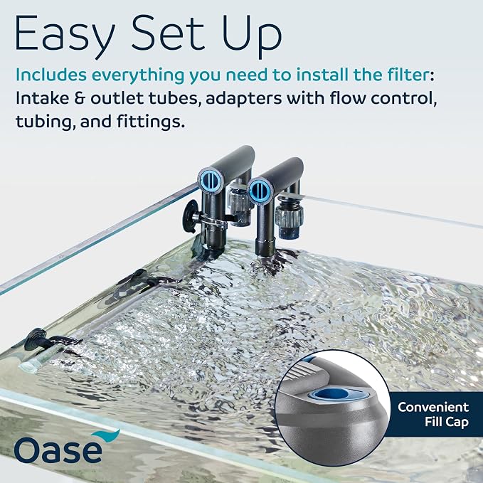 Oase FiltoSmart Thermo 300 Canister Filter for Aquariums – Quiet, Space-Saving External Multi-Stage Filter, Integrated Heater, No-Mess Maintenance, for Freshwater & Saltwater Tanks Up to 80 Gallons