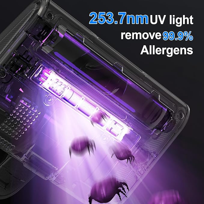 Mattress Vacuum Cleaner,13Kpa Powerful Suction Bed Vaccum Cleaner with UV-C Light,LED Headlights and High Heating Tech,1.2kg Light Weight Handheld vaccum for spot Cleaning,Sofa,Couch Fabric Cleaner