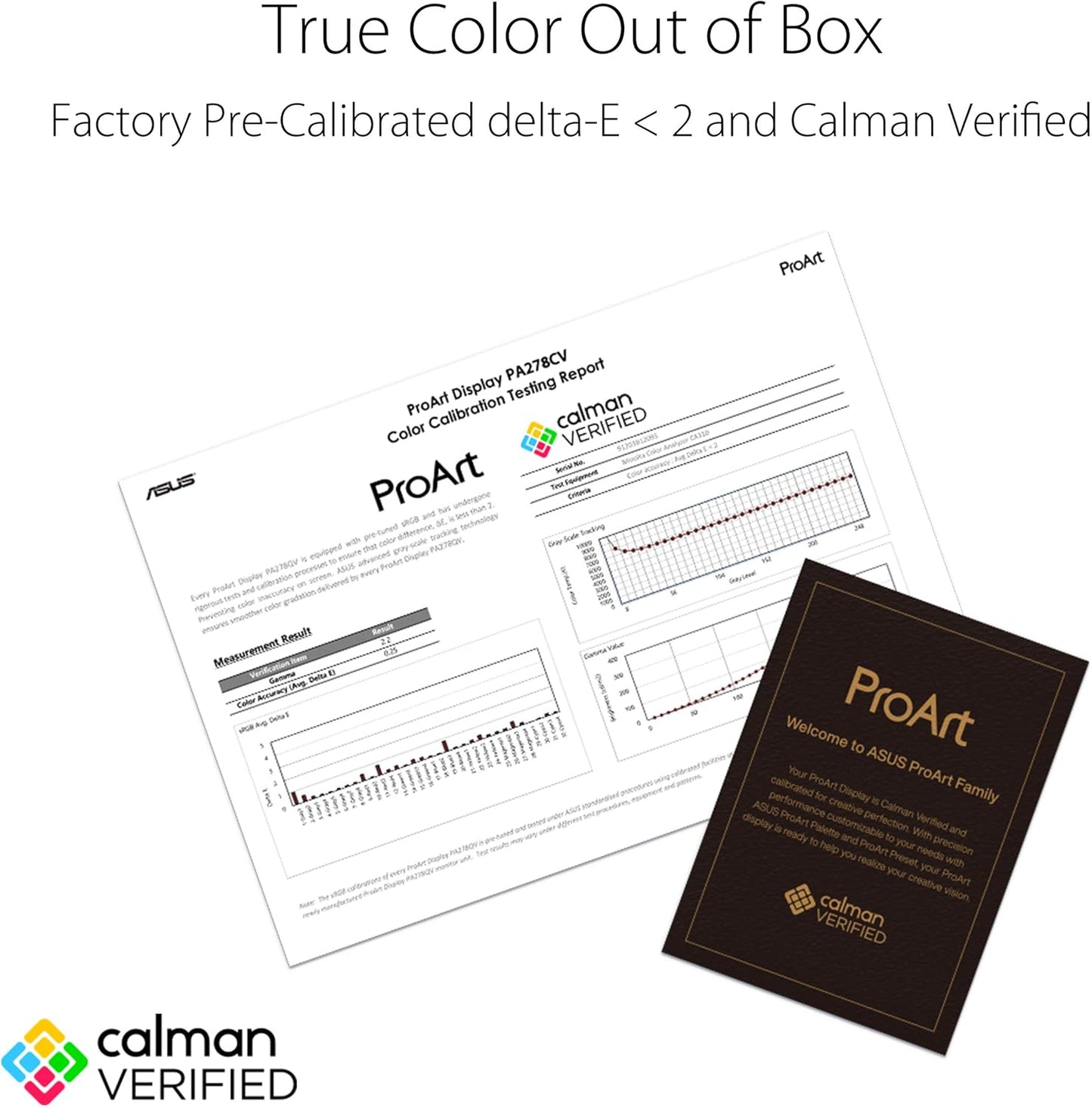 ASUS ProArt Display 27" Monitor PA278CV - WQHD (2560 x 1440), IPS, 100% sRGB, 100% Rec. 709, ΔE < 2, Calman Verified, USB Hub, USB-C, DisplayPort Daisy-chaining, HDMI, Eye Care, Height Adjustable