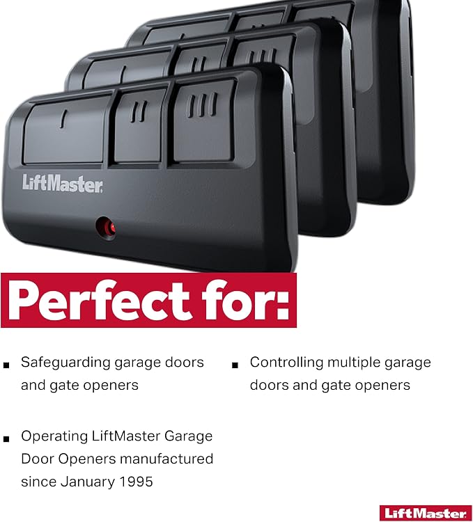 LiftMaster 893Max Security+ 2.0 3-Button Gate Operator Remote Control with Visor Clip - Pack of 3