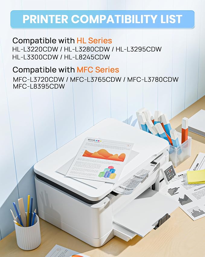 E-Z Ink Compatible TN229XL Toner Cartridges Replacement for Brother TN229XL TN-229XL TN229 XL to use with MFC-L3720CDW MFC-L3780CDW HL-L3220CDW HL-L3280CDW HL-L3300CDW Printer (TN229XLBK/C/M/Y-4 Pack)